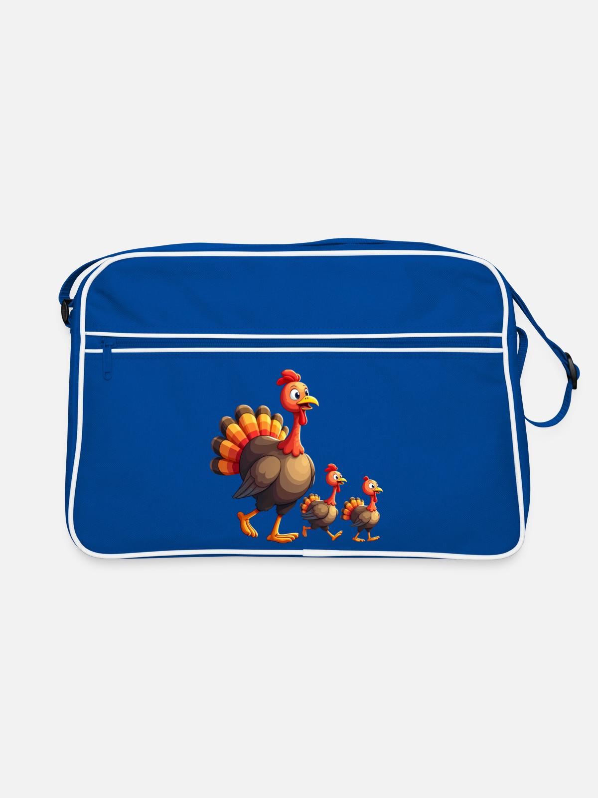 Bébé dinde de Thanksgiving - Sac Retro - bleu/blanc - Devant