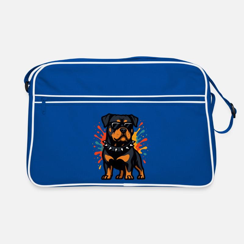 Rottweiler dog with color explosion - Retro Bag - blue/white