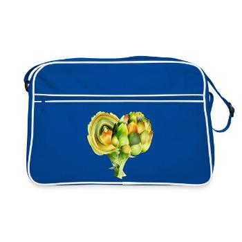 Delicate artichoke illustration in warm green tones - Retro Bag - blue/white - Front