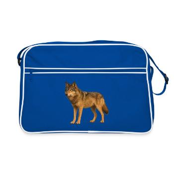 Loup dans la nature sauvage - Sac Retro - bleu/blanc - Devant