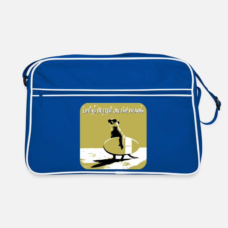 cooles Erdmännchen mit Surfboard Retro Tasche