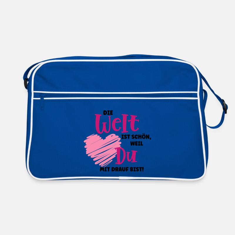 Le monde est beau – déclaration d’amour - Sac Retro - bleu/blanc