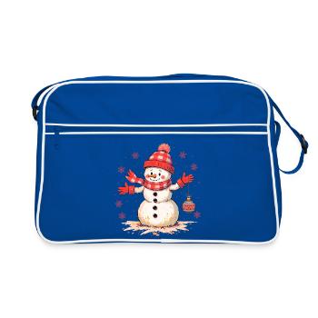 Christmas snowman with hat and scarf - Retro Bag - blue/white - Front