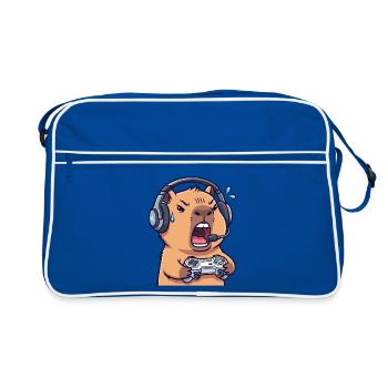 Capybara Gamer Edgy - Video Game Humor T-Shirt - Retro Bag - blue/white - Front