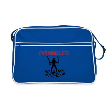 New Design Crazy Farmer In Red Black - Retro Bag - blue/white - Front