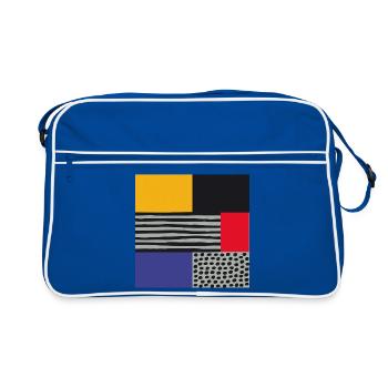 Scandi Art: Abstract Geometry in Red Blue Orange - Retro Bag - blue/white - Front