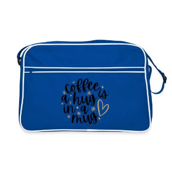 Coffee is a Hug in a Mug - Retro Tasche - Blau/Weiß - Vorne