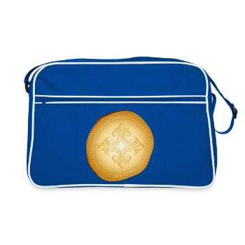 Pièce d’or ancienne avec motif de croix ornemental - Sac Retro - bleu/blanc - Devant