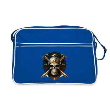 Guerrier crâne avec casque et lames - Sac Retro - bleu/blanc - Devant