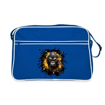 Gorilla Splatter Portrait - Retro Bag - blue/white - Front