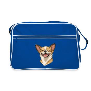 Chihuahua heureux – Chien drôle avec un sourire - Sac Retro - bleu/blanc - Devant
