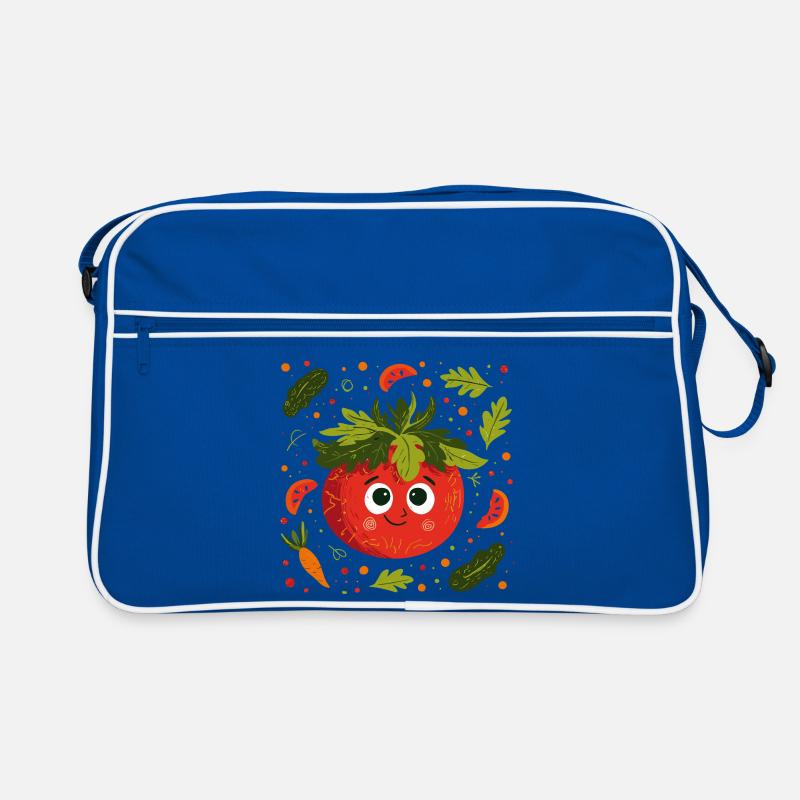 Tomate joyeuse avec une couronne d’herbes Sac Retro