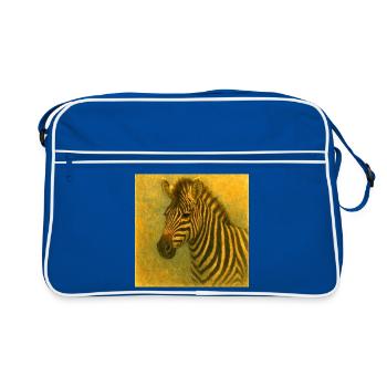 Zebra in golden tones - Retro Bag - blue/white - Front