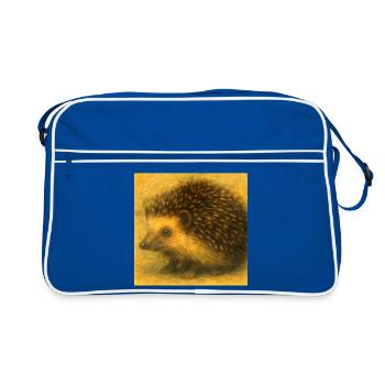 Golden hedgehog in watercolor - Retro Bag - blue/white - Front