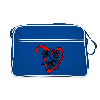 Letter V Initial - Retro Bag - blue/white - Front