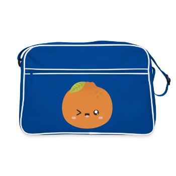 Kawaii Orange Wink Character - Retro Bag - blue/white - Front