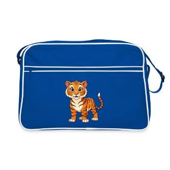 Tigre style dessin animé - Sac Retro - bleu/blanc - Devant