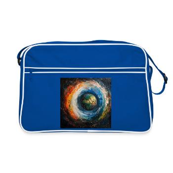 Le monde de la Terre dans un tourbillon de couleurs - Sac Retro - bleu/blanc - Devant