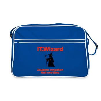 IT Wizard – Master of Ones and Zeros - Retro Bag - blue/white - Front
