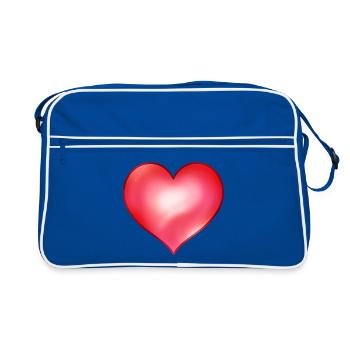 Coeur rouge dégradé lumineux - Sac Retro - bleu/blanc - Devant