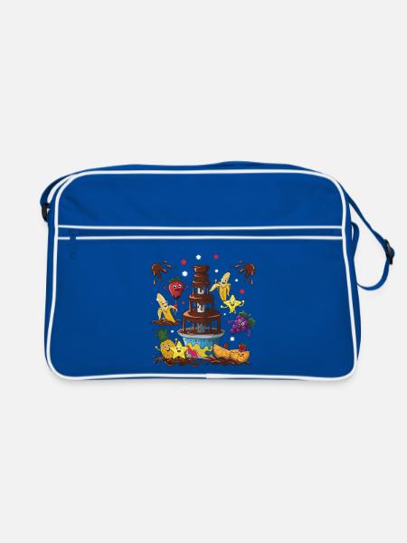 Chocolate Fountain Fruit Friends Design - Retro Bag - blue/white - Front