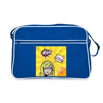 Pop-Art-Wow - Retro Tasche - Blau/Weiß - Vorne