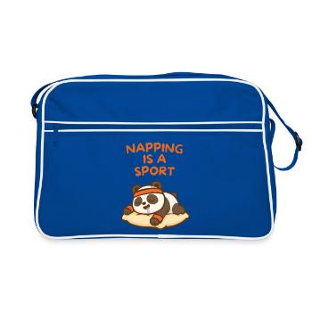 Napping Is A Sport – Sleepy Panda Cartoon - Retro Bag - blue/white - Front