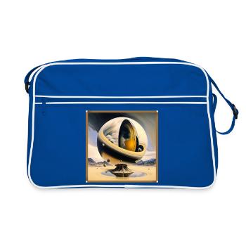 Cosmic sphere over surreal desert island - Retro Bag - blue/white - Front