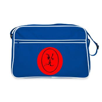 Roter Kuss Linienstil Porträt - Retro Tasche - Blau/Weiß - Vorne