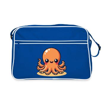 Cute Calamar Pieuvre souriante Kawaii - Sac Retro - bleu/blanc - Devant