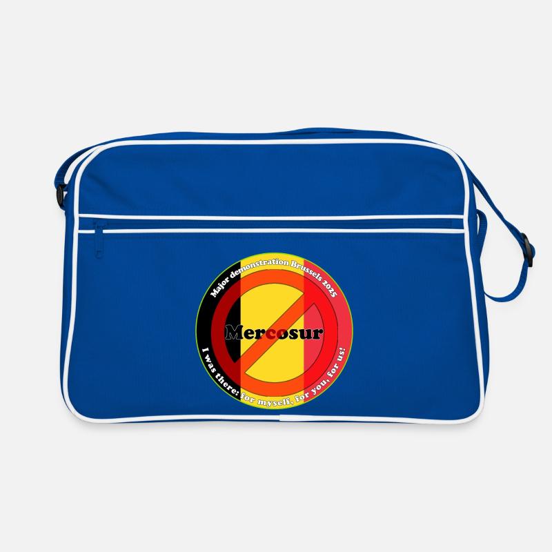 Bauernprotest gegen Mercosur - Retro Tasche - Blau/Weiß