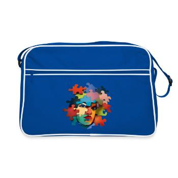 Puzzlesporträt Farbexplosion - Retro Tasche - Blau/Weiß - Vorne