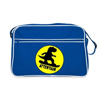 Attention Snowboarding Dinosaur - Retro Bag - blue/white - Front