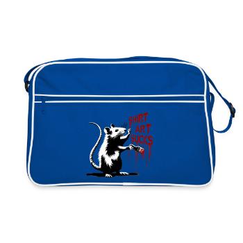 Rat graffiti avec un pinceau « L’art du t-shirt craint » - Sac Retro - bleu/blanc - Devant