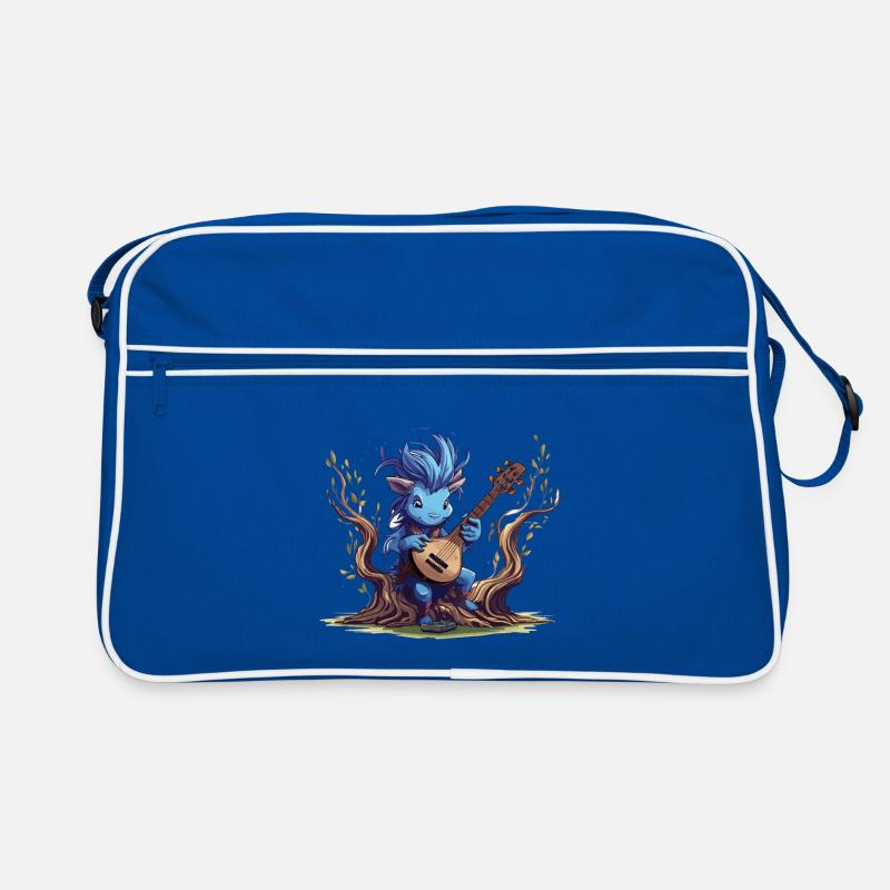 Lutin bleu avec luth dans la forêt Sac Retro