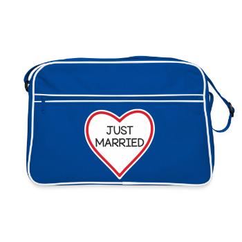 Heart Banner Just Married - Retro Bag - blue/white - Front