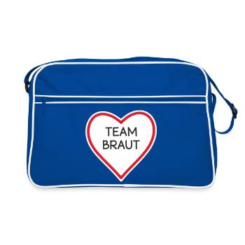HerzTeam Brautdesign - Retro Tasche - Blau/Weiß - Vorne