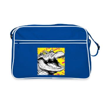 Croquis Crocodile – Design de style graffiti urbain - Sac Retro - bleu/blanc - Devant