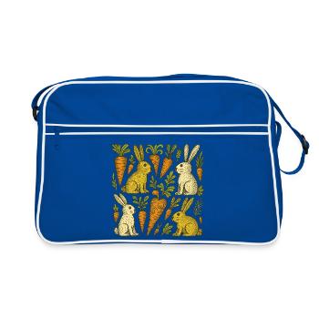 Illustration des lapins du jardin de carottes - Sac Retro - bleu/blanc - Devant