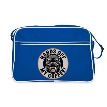 Hands Off My Coffee – Lustiges Kaffee-Shirt - Retro Tasche - Blau/Weiß - Vorne