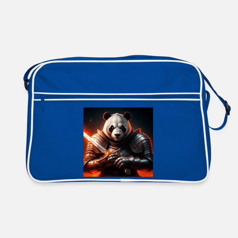 Panda warrior in fire armor Retro Bag