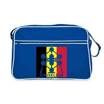 Atomium Bruxelles – Motif du Carré du Drapeau Belge - Sac Retro - bleu/blanc - Devant