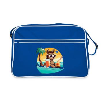 Llama on the beach in the sunlight - Retro Bag - blue/white - Front
