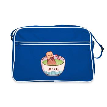 Cute Matcha Tea Bowl And Whisk Valentines Day - Retro Bag - blue/white - Front