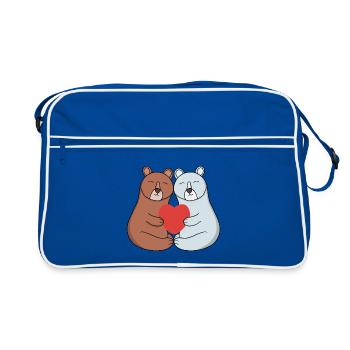 Adorable couple d’ours câlinés avec le cœur - Sac Retro - bleu/blanc - Devant