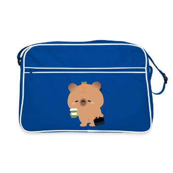Tired Capybara with Coffee - Retro Bag - blue/white - Front