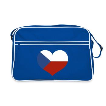 Tschechische Herzflagge - Retro Tasche - Blau/Weiß - Vorne