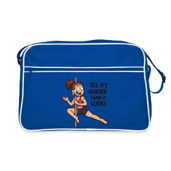 Pole Dance Cartoon – Harder Than It Looks - Retro Tasche - Blau/Weiß - Vorne
