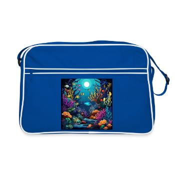Monde sous-marin du récif corallien - Sac Retro - bleu/blanc - Devant