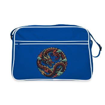 Dragon de feu en cercle Motif Feu Cool Dragon - Sac Retro - bleu/blanc - Devant